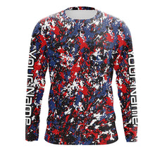 Load image into Gallery viewer, Red, White Blue Camo Custom Long Sleeve Performance Fishing Shirts, Patriotic Fishing Jerseys IPHW4215