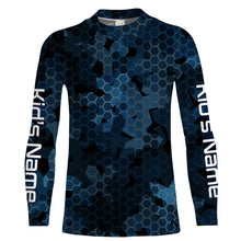 Load image into Gallery viewer, Dark blue camo Custom UV Long Sleeve performance Fishing Shirts, camouflage Fishing apparel - IPHW1578