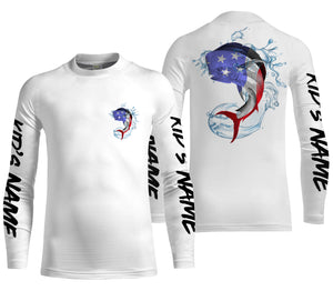 Mahi Mahi Fishing American Flag Custom Long sleeve performance Fishing Shirts, Patriotic Fishing apparel - IPHW1445