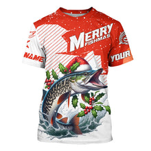 Load image into Gallery viewer, Merry Fishmas Custom Musky Long Sleeve Christmas Fishing Shirts, Personalized Xmas Fishing Gifts IPHW5581