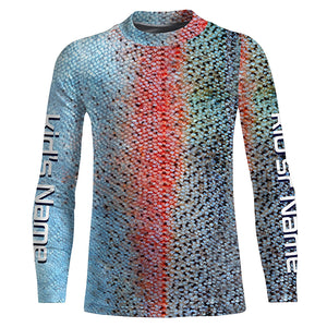 Rainbow Trout Fly Fishing Scales Custom Long Sleeve Fishing Shirts, Trout Fishing Jerseys IPHW3987