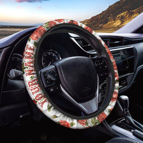 Beautiful Rose Custom Steering Wheel Cover, personalized Car Accessories for girls, women, ladies - IPHW1011