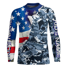 Load image into Gallery viewer, Custom American Flag Camo Uv Protection Long Sleeve Shirts, Patriotic Performance Fishing Shirts IPHW6102