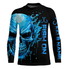 Load image into Gallery viewer, Fish On Fish Hook Custom Skull Long Sleeve Fishing Shirts,  Skull Performance Fishing Jerseys IPHW5136