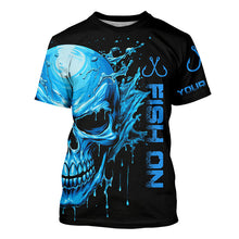Load image into Gallery viewer, Fish On Fish Hook Custom Skull Long Sleeve Fishing Shirts,  Skull Performance Fishing Jerseys IPHW5136