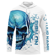 Load image into Gallery viewer, Fish On Fish Hook Custom Skull Long Sleeve Fishing Shirts,  Skull Performance Fishing Jerseys IPHW5137