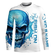 Load image into Gallery viewer, Fish On Fish Hook Custom Skull Long Sleeve Fishing Shirts,  Skull Performance Fishing Jerseys IPHW5137