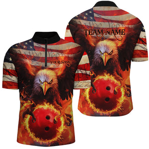 American Flag We The People Custom Eagle Bowling Shirts For Men, Patriotic Bowling Team Jerseys IPHW5287