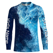 Load image into Gallery viewer, Beautiful Custom Saltwater Long sleeve Fishing Shirts UV Protection, Sea wave camo Fishing Shirts - IPHW1331