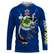 Load image into Gallery viewer, Maine Flag 3D Fish Hook UV Protection Custom Long Sleeve performance Fishing Shirts IPHW492