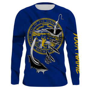 Nebraska Flag 3D Fish Hook UV Protection Custom Long Sleeve performance Fishing Shirts IPHW496