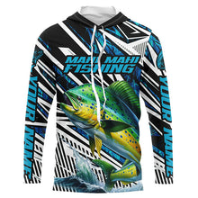 Load image into Gallery viewer, Custom Mahi Mahi Long Sleeve Tournament Fishing Shirts, Mahimahi Fishing Jerseys | Blue Camo IPHW6122