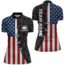 Load image into Gallery viewer, Us Flag Custom Bowling Team Shirts For Women Bowling Ball Pattern Patriotic Gifts  IPHW5479