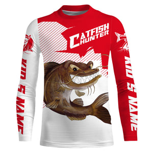 Angry Catfish Custom Long sleeve performance Fishing Shirts, Catfish hunter Fishing jerseys | red IPHW3377