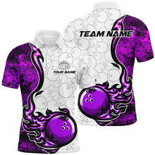 Load image into Gallery viewer, Custom Purple Flame Bowling Shirts For Men Bowling Ball Pattern Bowling Team Jerseys For Bowlers IPHW5511