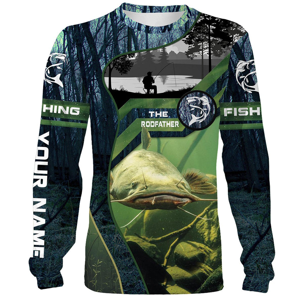 Flathead Catfish Fishing The Rodfather Custom name All over print shirts - fishing gift for men, best gift ideas for father's day - IPH1329