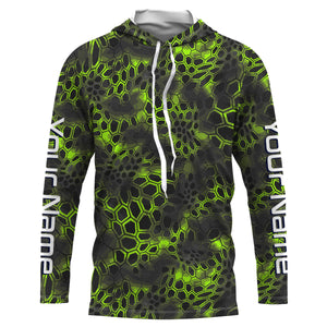 Green camo Custom Long Sleeve performance Fishing Shirts, UV Protection Fishing jerseys - IPHW2210