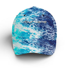 Load image into Gallery viewer, Saltwater Sea wave camo Custom Adjustable Fishing Baseball Trucker Angler hat cap Fishing gifts IPHW3264
