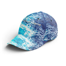 Load image into Gallery viewer, Saltwater Sea wave camo Custom Adjustable Fishing Baseball Trucker Angler hat cap Fishing gifts IPHW3264