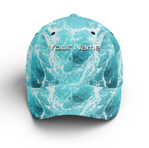 Saltwater Sea wave camo Custom Adjustable Fishing Baseball Trucker Angler hat cap Fishing gifts IPHW3265