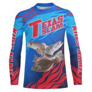 Custom Texas Inshore Slam Fishing Redfish, Trout, Flounder Long Sleeve Fishing Shirts Jerseys IPHW3941