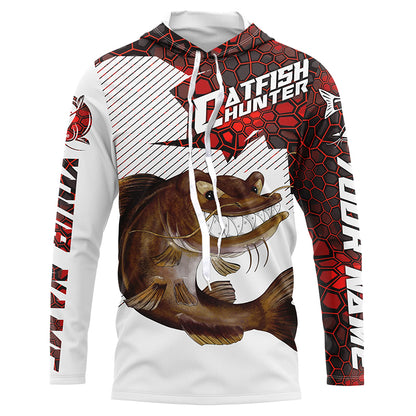 Angry Catfish Custom Long Sleeve Fishing Shirts, Catfish Hunter Fishing Jerseys | Red Camo IPHW4173