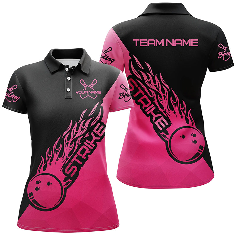 Custom Bowling Shirts For Women, Bowling Team Shirts Bowling Strike | Pink IPHW4475