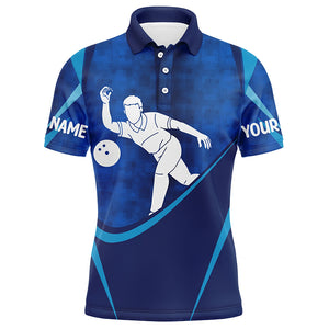 Customized Name Men'S Blue Bowling Jerseys, Personalized Bowling Shirts For Men IPHW4202