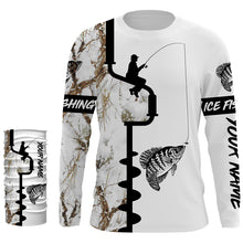 Load image into Gallery viewer, Ice fishing Crappie winter snow camo UV protection quick dry customize name long sleeves shirts personalized fishing clothing gift for adults and kids - IPH2078