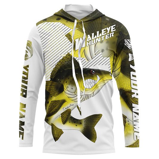 Walleye Hunter Custom Walleye Long Sleeve Fishing Shirts, Personalized Walleye Fishing Jerseys IPHW4253
