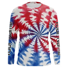 Load image into Gallery viewer, Custom Tie Dye American Flag Fishing Shirts, USA Patriotic Fishing Gifts Uv Protection IPHW4626