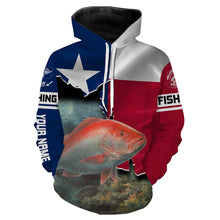 Load image into Gallery viewer, Red Snapper Fishing 3D Texas Flag Patriot Custom name All over print shirts - personalized fishing gift for men, women and kid - IPH1446