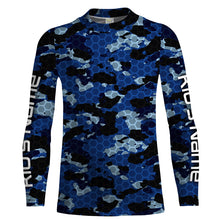 Load image into Gallery viewer, Custom Blue Fishing camo Long Sleeve performance Fishing Shirts, UV Protection Fishing apparel - IPHW1474