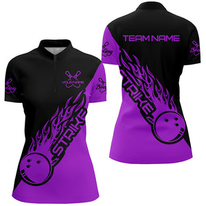 Custom Bowling Shirts For Women, Bowling Team Shirts Bowling Strike | Purple IPHW4288