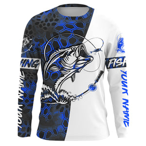 Custom Bass Fishing Camo Fishing Shirts, Personalized Fishing gifts for men | blue camo - IPHW2108