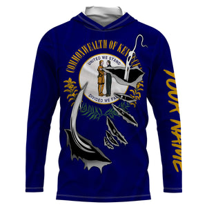 Kentucky Flag 3D Fish Hook UV Protection Custom Long Sleeve performance Fishing Shirts IPHW491
