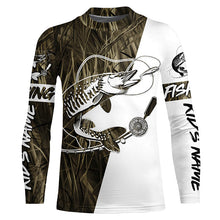 Load image into Gallery viewer, Musky Fishing Tattoo Grass Camo Custom Long Sleeve Tournament Shirts, Muskie Fishing Jerseys IPHW6129