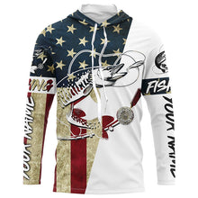 Load image into Gallery viewer, Custom American Flag Musky Tattoo Grass Camo Long Sleeve Fishing Shirts, Patriotic Muskie Shirt IPHW6130