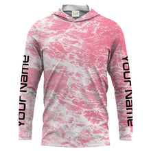 Load image into Gallery viewer, Custom Saltwater Long sleeve Fishing Shirts UV Protection, Sea wave camo Fishing Shirts | pink - IPHW1501