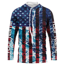 Load image into Gallery viewer, Custom Saltwater Long Sleeve Uv Fishing Shirts, American Flag Sea Wave Camo Fishing Shirts IPHW5028