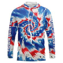 Load image into Gallery viewer, American Flag Tie Dye Custom Long Sleeve Performance Fishing Shirts, Patriotic Fishing Jerseys IPHW4726