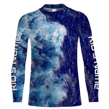 Load image into Gallery viewer, Personalized Saltwater Long sleeve Fishing Shirts UV Protection, Sea wave camo Fishing Shirts - IPHW1516