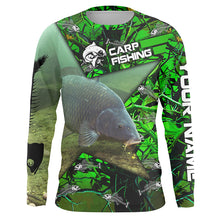 Load image into Gallery viewer, Carp Fishing Green Camo Custom Long Sleeve Fishing Shirts Uv Protection Personalized Fishing Gifts IPH1836
