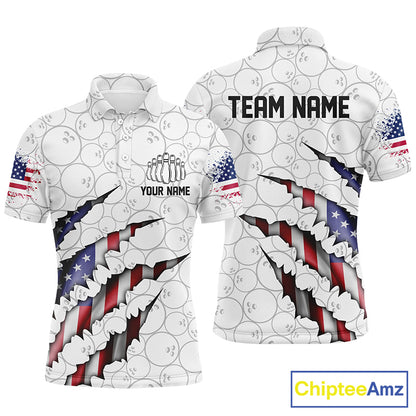Personalized American Flag Bowling Team Shirts For Men And Women Patriotic Bowling Gifts IPHW5523