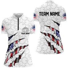 Load image into Gallery viewer, Personalized American Flag Bowling Team Shirts For Women Patriotic Bowling Gifts IPHW5523