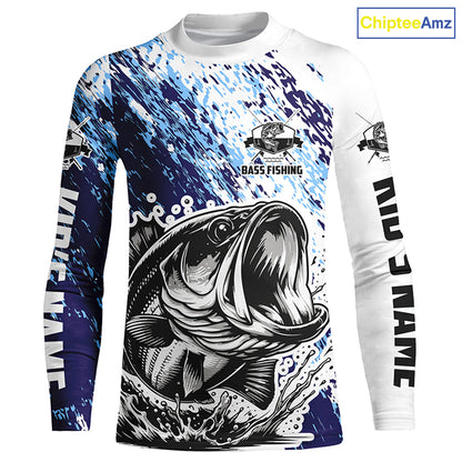 Personalized Bass Long Sleeve Tournament Fishing Shirts, Bass Fishing Jerseys Fishing Gifts IPHW5652