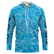 Load image into Gallery viewer, Blue ripped water camo Custom Long Sleeve performance Fishing Shirts UV Protection UPF 30+ - IPHW1550