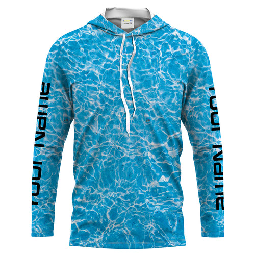 Blue ripped water camo Custom Long Sleeve performance Fishing Shirts UV Protection IPHW1550