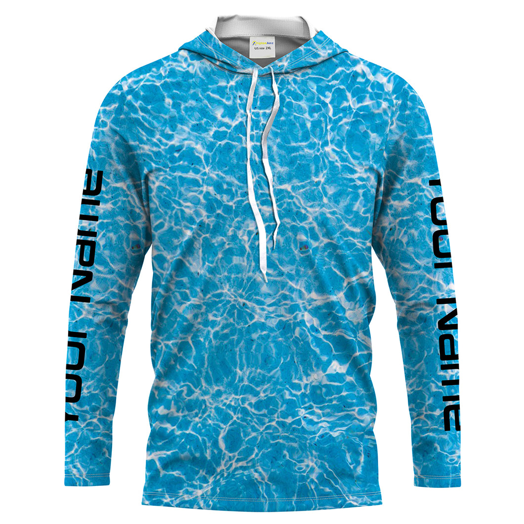 Blue ripped water camo Custom Long Sleeve performance Fishing Shirts UV Protection IPHW1550