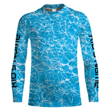 Load image into Gallery viewer, Blue ripped water camo Custom Long Sleeve performance Fishing Shirts UV Protection IPHW1550